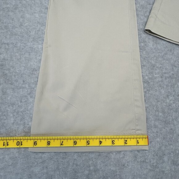 EXPRESS Editor Pants Womens Sz 0 Low Rise Flare Khaki Tan Y2K Cotton Stretch - Picture 6 of 13